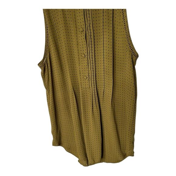 ANN TAYLOR Blouse sz m Olive Ruffle Sleeveless Button Down Mandarin - Picture 5 of 10